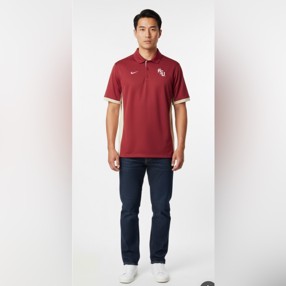 Nike FSU Red‎ and Cream Dri-Fit Polo